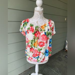 Bright Silky Floral Blouse